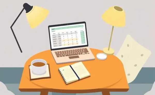 A cozy setup with a laptop and notebook for financial planning