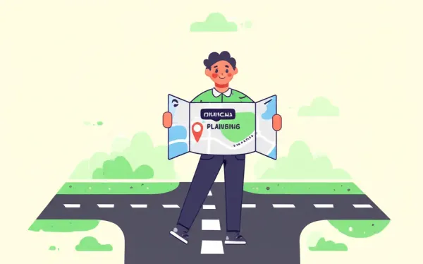 Illustration of a person at a financial planning crossroads