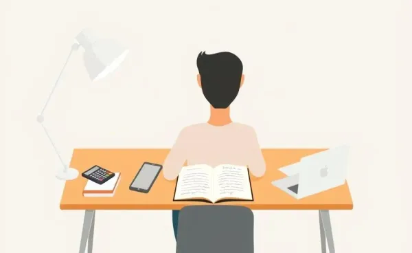 A person at a desk with financial planning tools illustrating financial planning focus