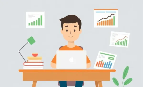 Person planning finances at a desk with charts and laptop