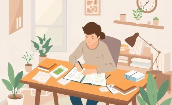 A person planning their finances at a desk with notes and a calculator.