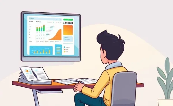 A person planning their finances at a desk with a computer and documents.