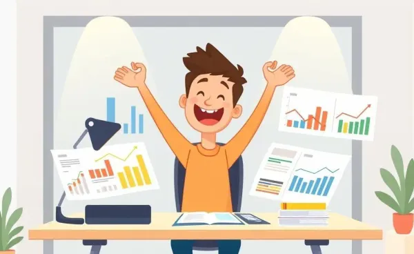 A person planning their finances at a desk with charts and graphs
