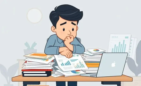 A person looking at financial planning documents on a desk.