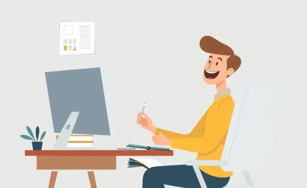 Illustration of a person managing finances at a desk