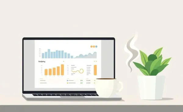 Modern desk setup with budgeting tools
