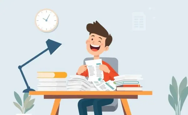 Person at a desk organizing financial documents