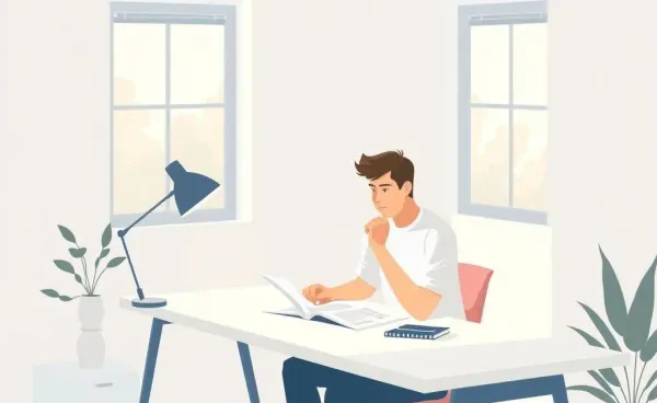 A person at a desk planning finances in a calm setting