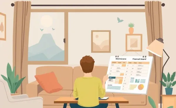 A person in a cozy living room contemplating financial planning