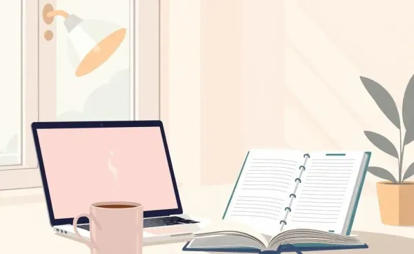 A cozy workspace with financial planning materials