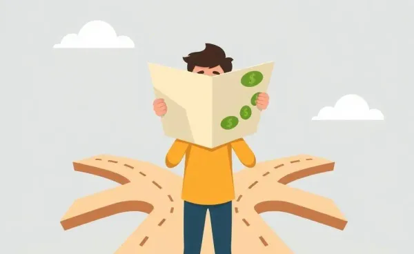 A person at a financial decision-making crossroads