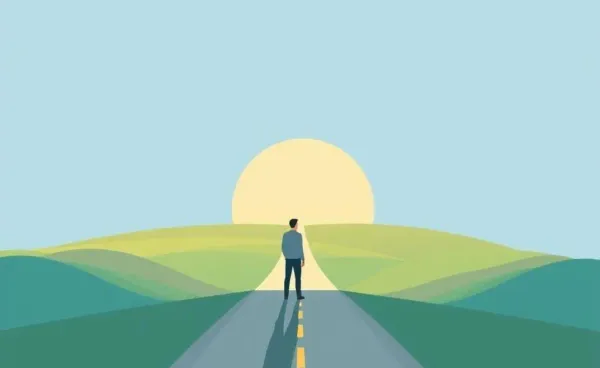 Person at a crossroads with paths leading to financial freedom or debt