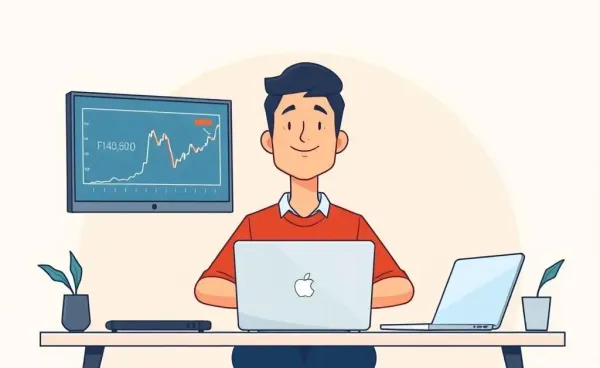 Person calmly managing finances at a desk with documents and a laptop