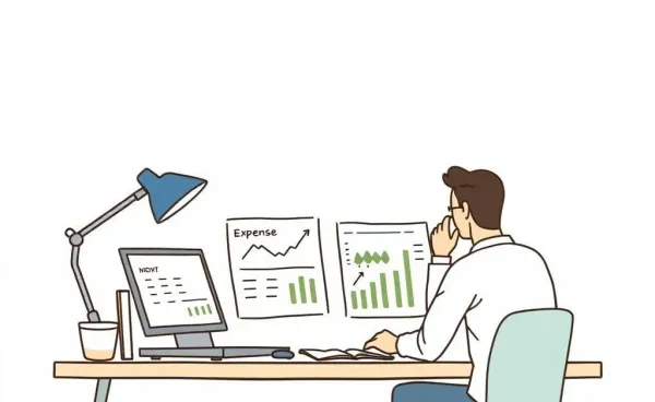 A person thinking about financial strategies with charts on a desk