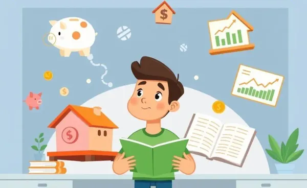 Person pondering financial decisions with floating icons