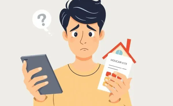 A person comparing house costs with a calculator