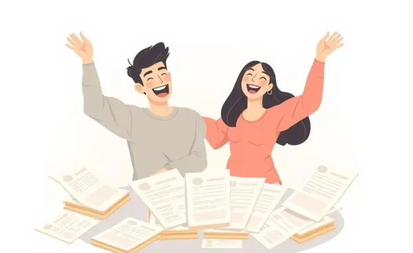 Young couple buying their first home with documents