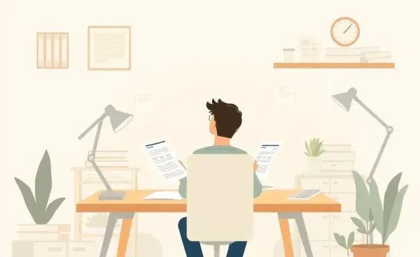 Person calmly working on a tax declaration at a desk