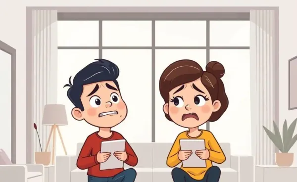 Excited and nervous couple house hunting.