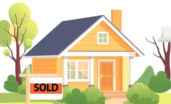 Cozy suburban house with a Sold sign