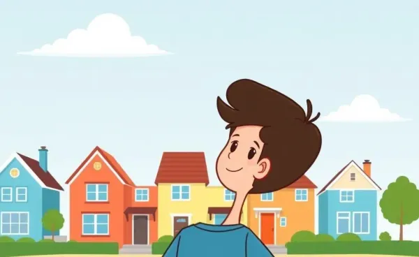 First-time homebuyer with a new job looking confidently at houses