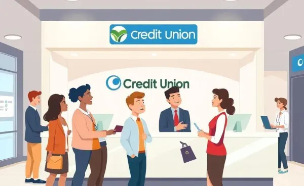 A cartoon image depicting a welcoming credit union visit