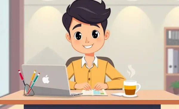 A friendly financial advisor working at a desk with financial tools