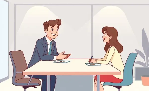 Friendly financial advisor speaking with a young couple