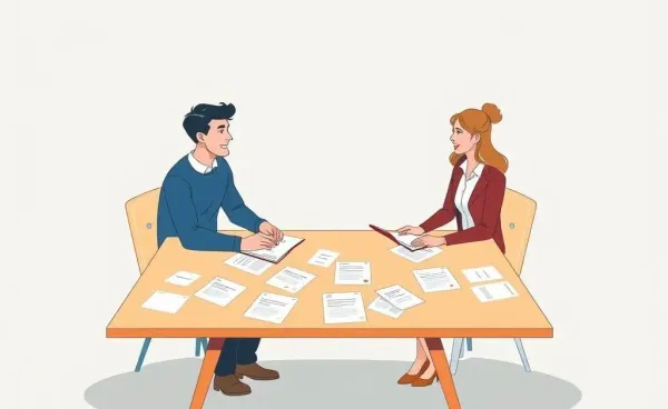 Illustration of a friendly insurance discussion
