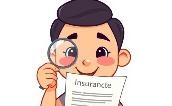 Character examining a life insurance policy with a magnifying glass.