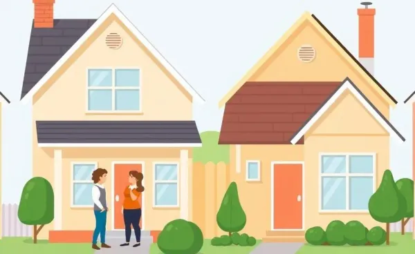 Friendly neighbors discussing a roof renovation