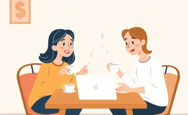 Friends discussing finances over tea