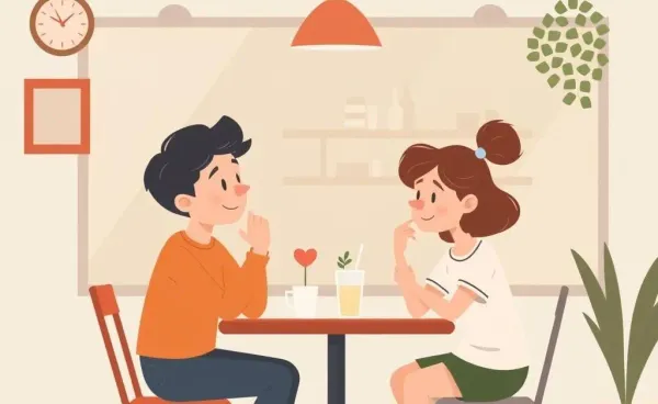 Two friends having a heartfelt conversation at a cozy cafe
