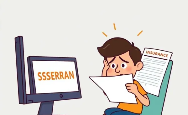 A person looking confused while reviewing insurance paperwork