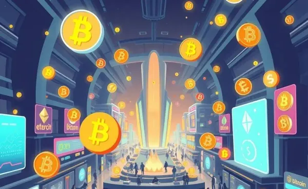 Digital depiction of a futuristic crypto marketplace