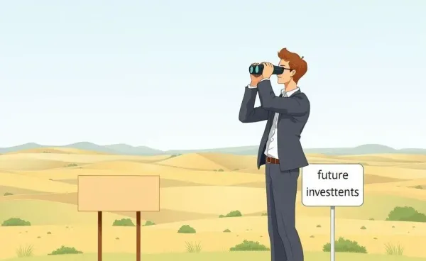 Investor looking towards future investments through binoculars