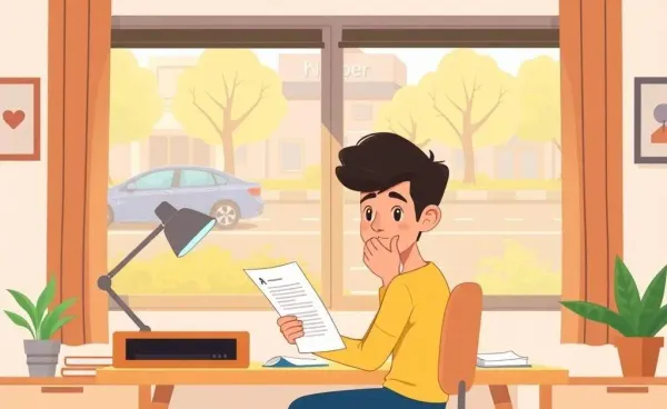 Person contemplating gap insurance at a desk