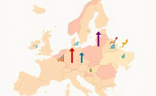 Illustrated map of Europe with ETFs representation