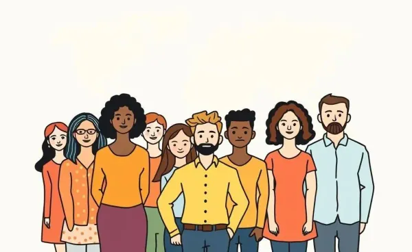 Illustration of diverse individuals investing globally