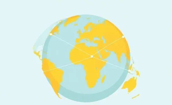 Illustration of global trade routes with diverse cargo.