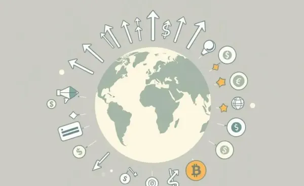 An illustration of a globe with global investing symbols
