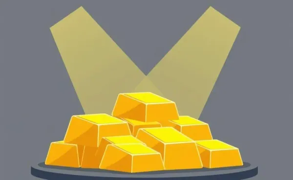 Illustration of gold bars under a spotlight representing investment value.