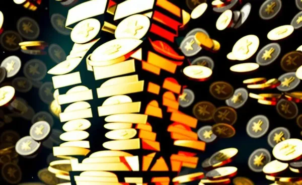 Treasure chest of gold with stock chart backdrop