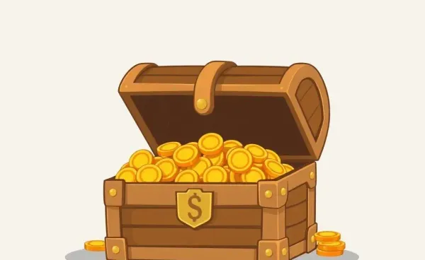 A treasure chest filled with gold coins