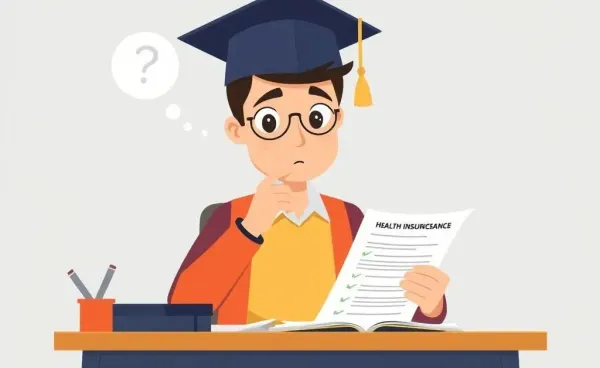 Grad student reviewing health insurance plans