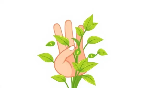 Hand nurturing a money plant symbolizing a healthy financial relationship