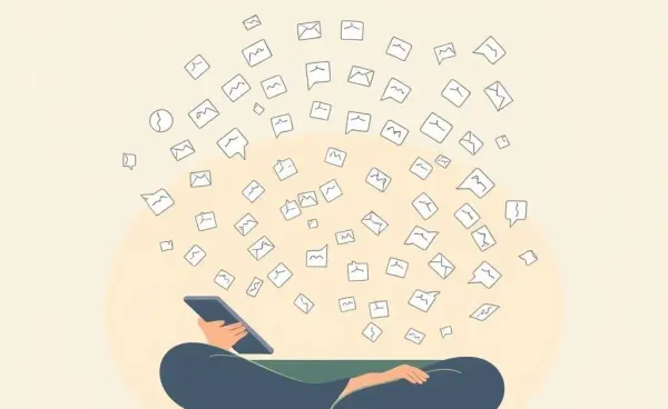 An illustration of a person managing online discussions on a smartphone