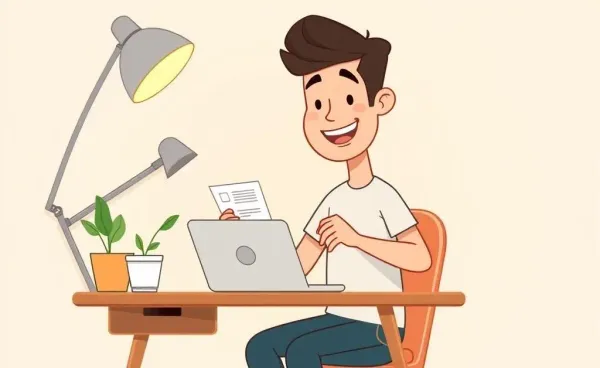 A person enjoying managing their personal budget on a laptop at a cozy desk