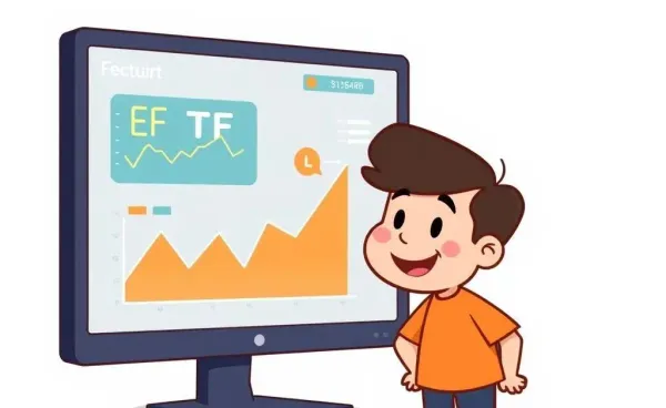 A person looking at a computer screen with ETF graphs