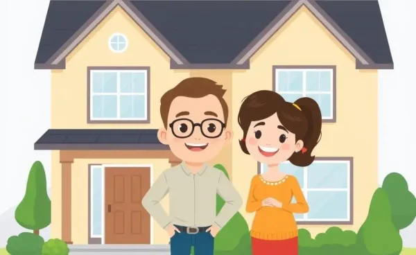 A happy couple standing in front of their new home, symbolizing freedom from PMI.